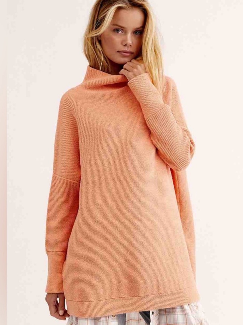 NWT Free People “Ottoman Slouchy Tunic” (Apricot) SMALL
